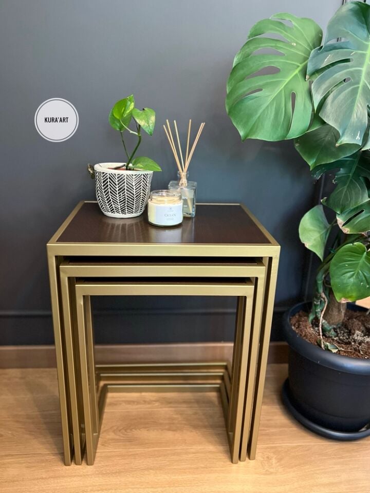 3'lü Ahşap Hera Sehpa