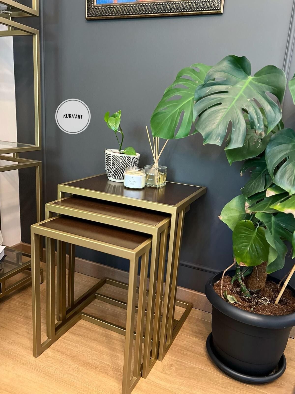 3'lü Ahşap Hera Sehpa