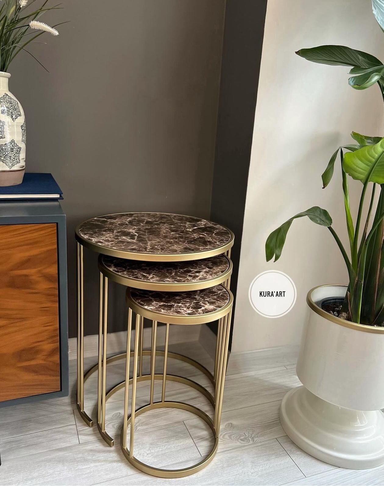 3'lü Seramik Charm Sehpa (Empadore)