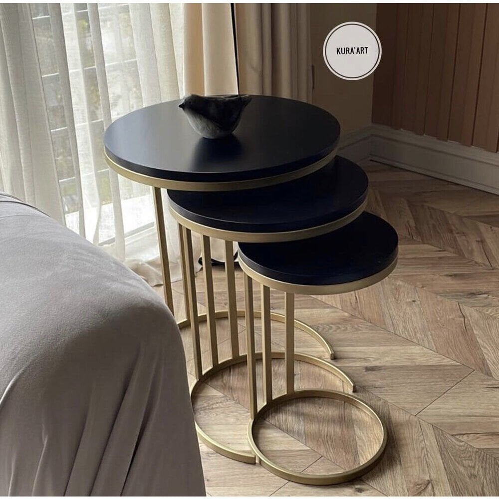 3’lü Urban 3C Sehpa (siyah/pirinç eskitme)