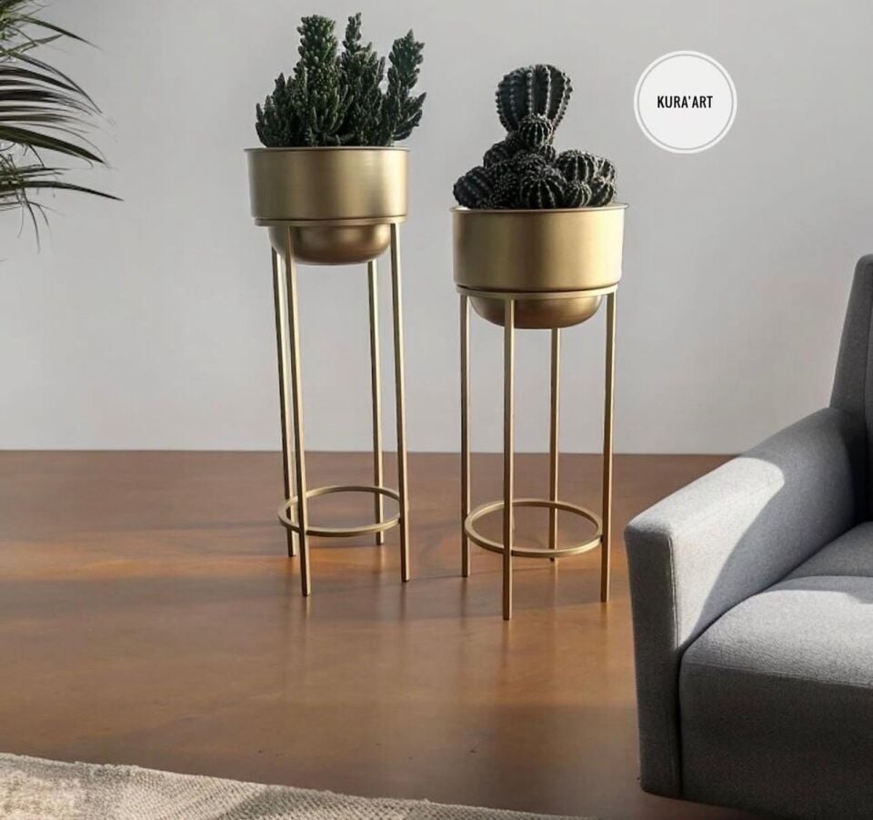 2'li Craft Saksı ( Pirinç Eskitme )